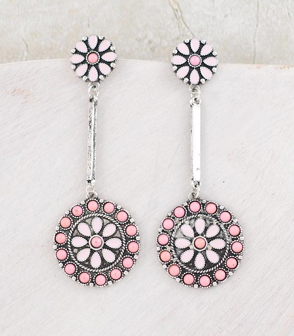 EARRINGS :: WESTERN POST EARRINGS :: Wholesale Western Concho Drop Earrings