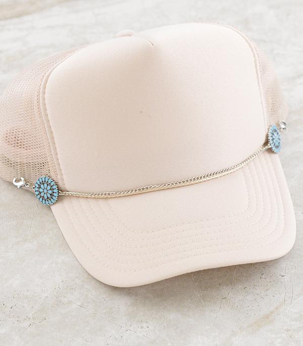 HATS I HAIR ACC :: HAT ACCESSORIES :: Wholesale Turquoise Concho Trucker Hat Chain