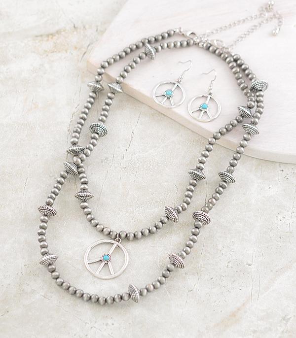 NECKLACES :: WESTERN LONG NECKLACES :: Wholesale Navajo Pearl Bead Peace Necklace Set