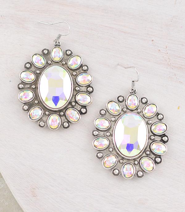 EARRINGS :: WESTERN HOOK EARRINGS :: Wholesale Western Glass Stone Concho Earrings