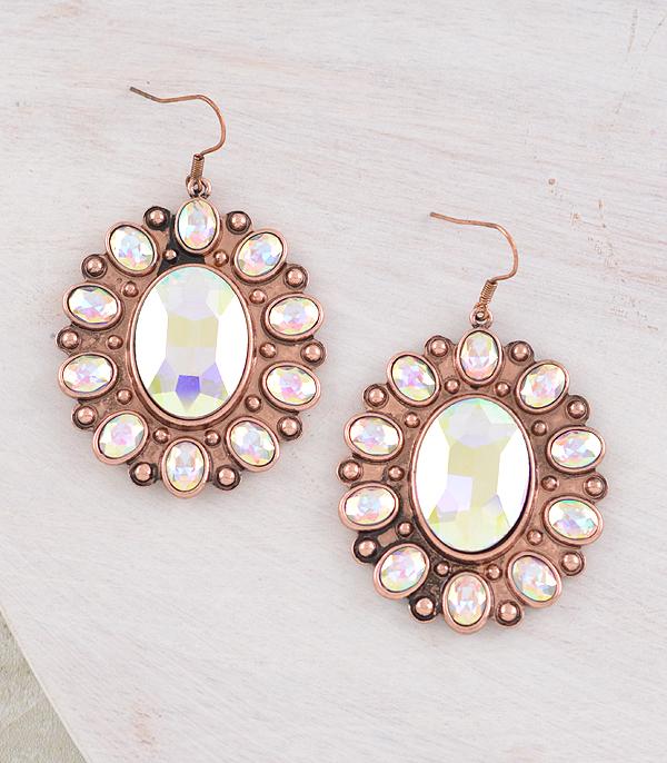EARRINGS :: WESTERN HOOK EARRINGS :: Wholesale Western Glass Stone Concho Earrings
