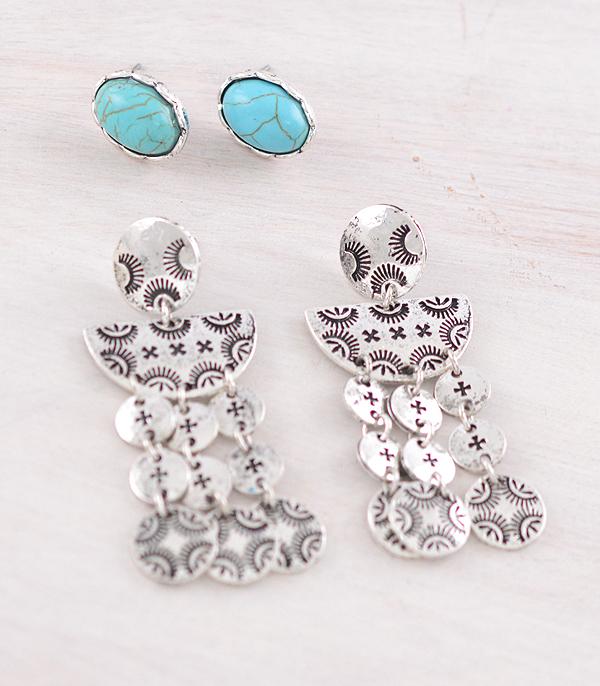 EARRINGS :: WESTERN POST EARRINGS :: Wholesale 2PC Set Western Earrings
