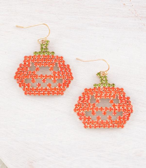 <font color=GREEN>HOLIDAYS</font> :: JEWELRY I BAGS :: Wholesale Rhinestone Pumpkin Earrings