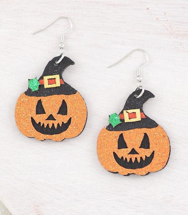<font color=GREEN>HOLIDAYS</font> :: JEWELRY I BAGS :: Wholesale Glitter Pumpkin Earrings
