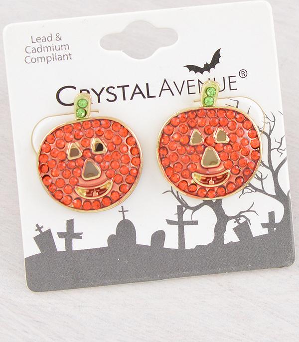 <font color=GREEN>HOLIDAYS</font> :: JEWELRY I BAGS :: Wholesale Rhinestone Pumpkin Earrings