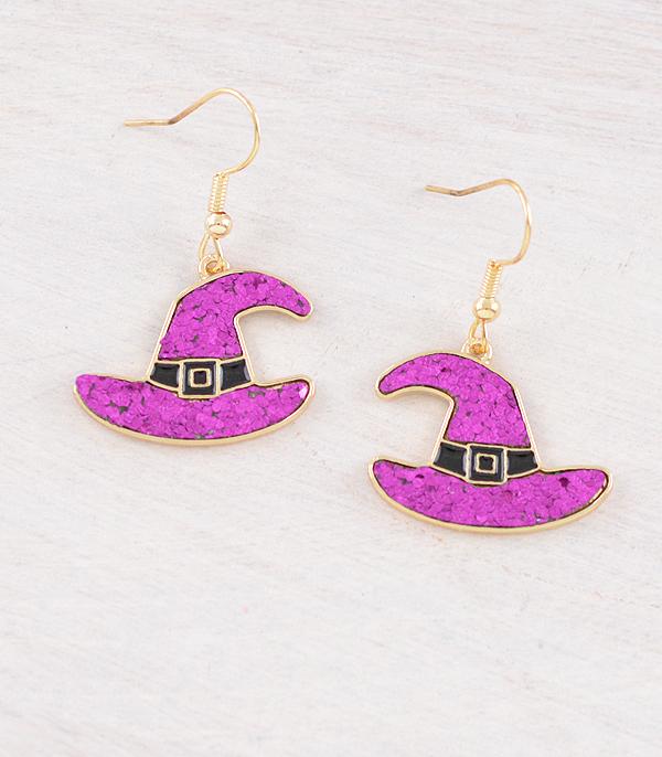 <font color=GREEN>HOLIDAYS</font> :: JEWELRY I BAGS :: Wholesale Glitter Witch Hat Earrings