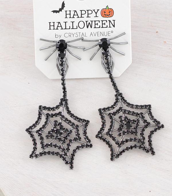 <font color=GREEN>HOLIDAYS</font> :: JEWELRY I BAGS :: Wholesale Rhinestone Spider Earrings
