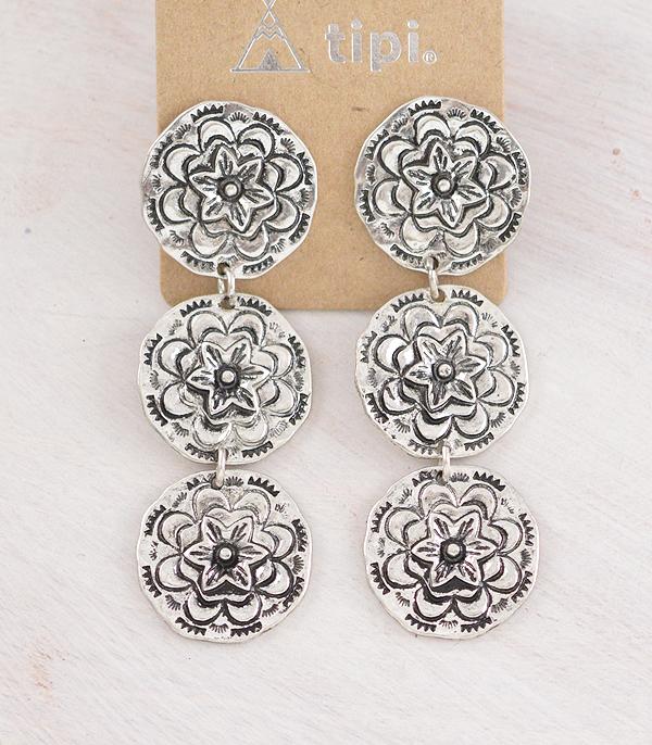 EARRINGS :: WESTERN POST EARRINGS :: Wholesale Tipi Brand Western Flower Concho Earring
