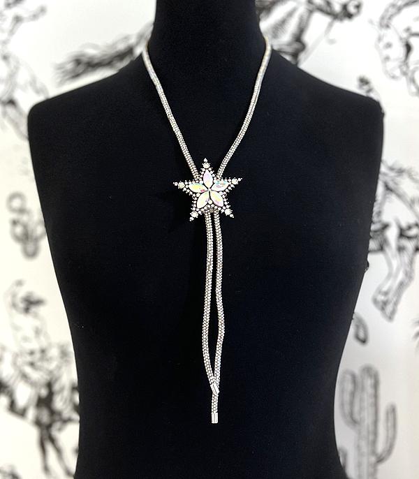 NECKLACES :: WESTERN LONG NECKLACES :: Wholesale Western Star AB Stone Bolo Necklace