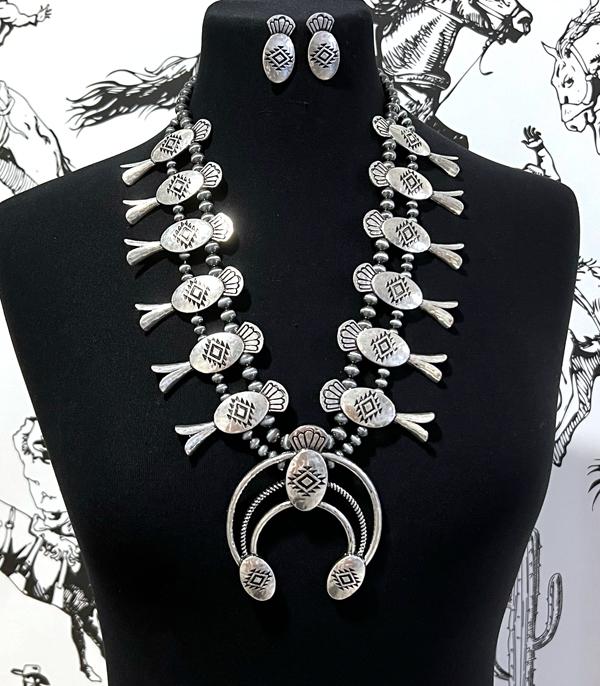 NECKLACES :: WESTERN SQUASH BLOSSOM NECKLACES :: Wholesale Western Aztec Squash Blossom Necklace