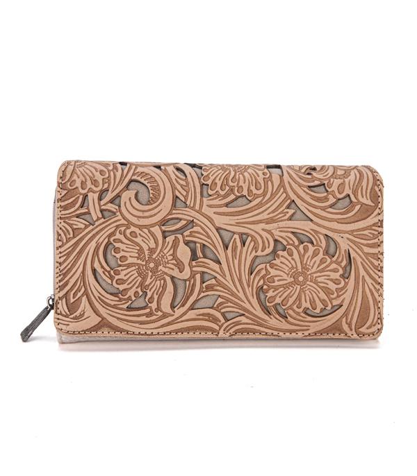 MONTANAWEST BAGS :: WALLETS I SMALL ACCESSORIES :: Wholesale Trinity Ranch Floral Tooled Wallet