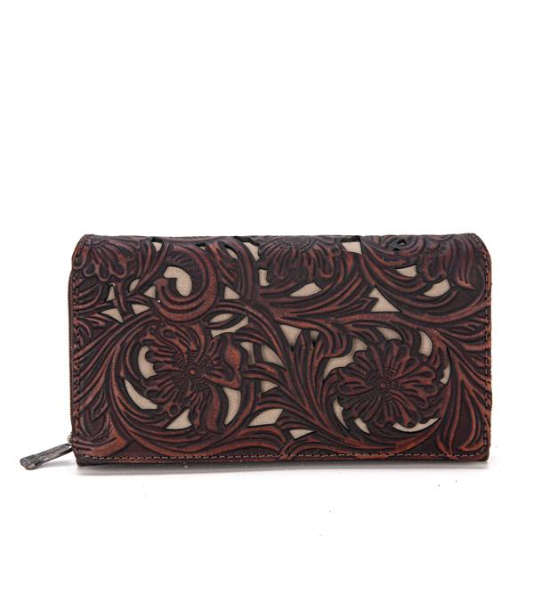 MONTANAWEST BAGS :: WALLETS I SMALL ACCESSORIES :: Wholesale Trinity Ranch Floral Tooled Wallet