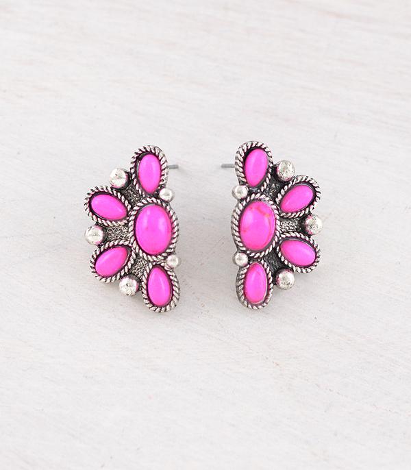 EARRINGS :: WESTERN POST EARRINGS :: Wholesale Western Semi Stone Post Earrings