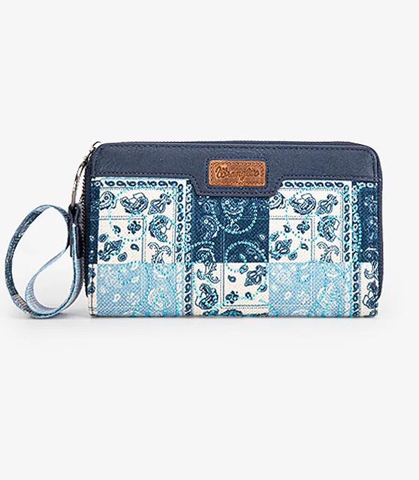 MONTANAWEST BAGS :: WALLETS I SMALL ACCESSORIES :: Wholesale Wrangler Paisley Print Wristlet Wallet