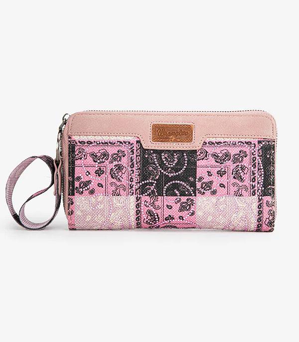 MONTANAWEST BAGS :: WALLETS I SMALL ACCESSORIES :: Wholesale Wrangler Paisley Print Wristlet Wallet