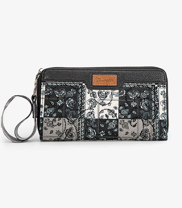 MONTANAWEST BAGS :: WALLETS I SMALL ACCESSORIES :: Wholesale Wrangler Paisley Print Wristlet Wallet