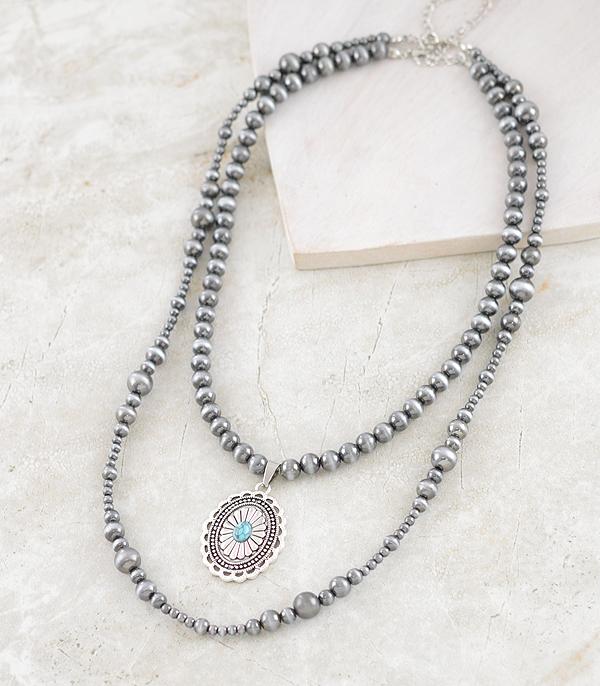 NECKLACES :: WESTERN LONG NECKLACES :: Wholesale 2PC Set Navajo Pearl Bead Necklace