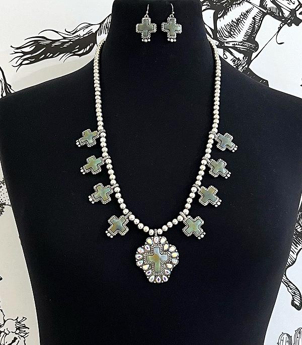 NECKLACES :: WESTERN LONG NECKLACES :: Wholesale Western Cross Statement Necklace