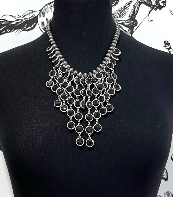 NECKLACES :: TRENDY :: Wholesale Navajo Pearl Glass Stone Necklace