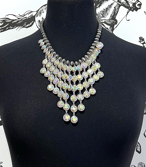 NECKLACES :: TRENDY :: Wholesale AB Stone Navajo Pearl Necklace