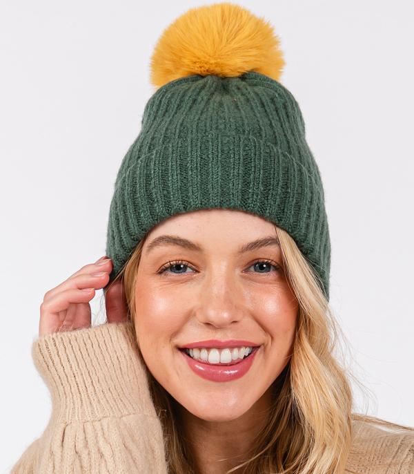 HATS I HAIR ACC :: BEANIES I HEADWRAP :: Wholesale Solid Color Pom Pom Knit Beanie