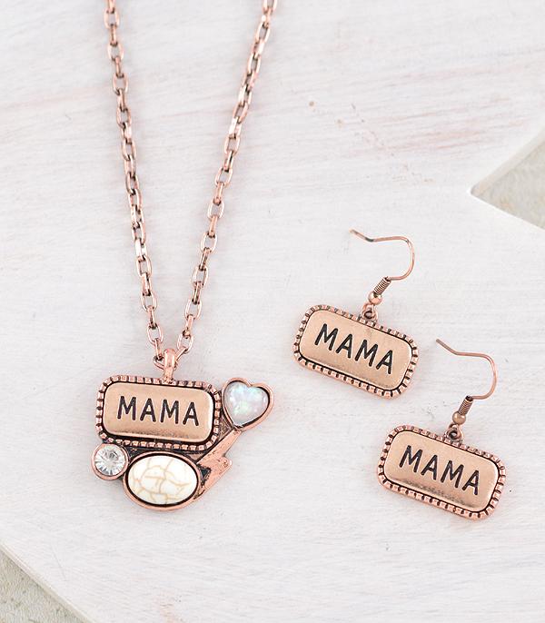 NECKLACES :: TRENDY :: Wholesale Western Mama Pendant Necklace Set