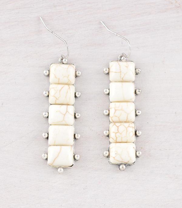 EARRINGS :: WESTERN HOOK EARRINGS :: Wholesale Western Semi Stone Bar Earrings