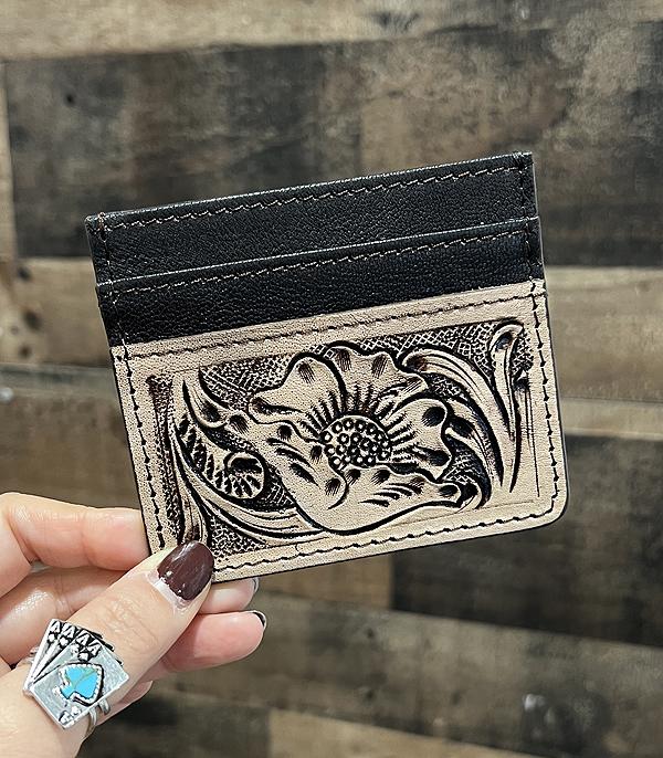 HANDBAGS :: WALLETS | SMALL ACCESSORIES :: Wholesale Floral Tooling Leather Card Case