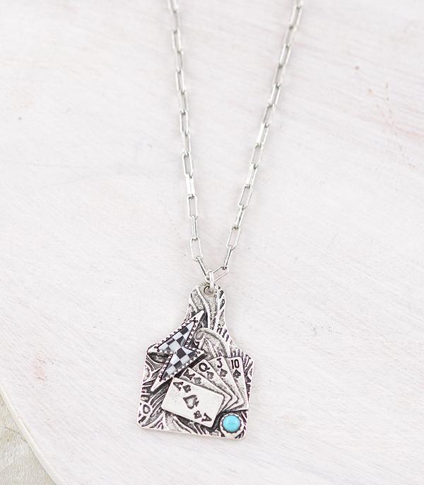 NECKLACES :: TRENDY :: Wholesale Western Cattle Tag Pendant Necklace