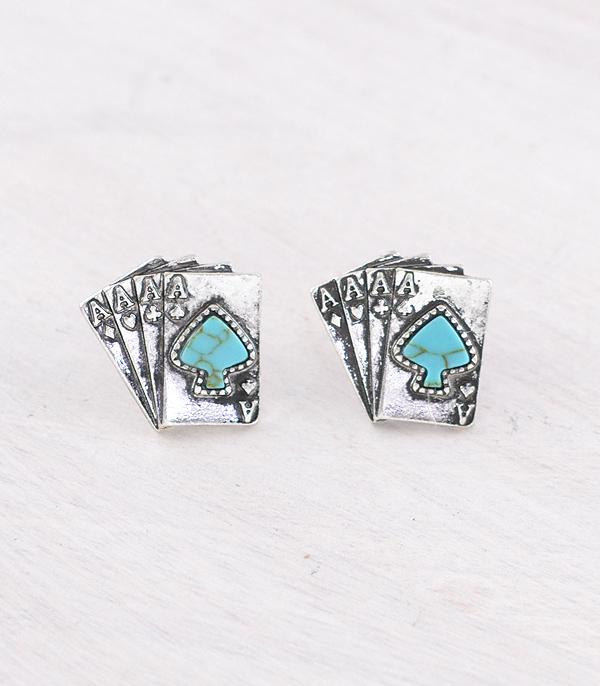 New Arrival :: Wholesale Western Ace Of Spade Earrings
