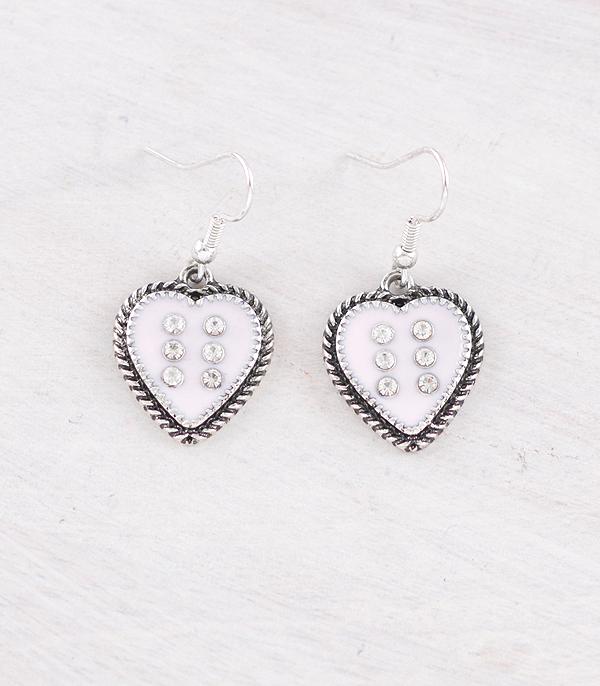 EARRINGS :: WESTERN HOOK EARRINGS :: Wholesale Rhinestone Heart Dice Earrings
