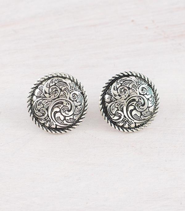 New Arrival :: Wholesale Western Tooling Concho Earrings