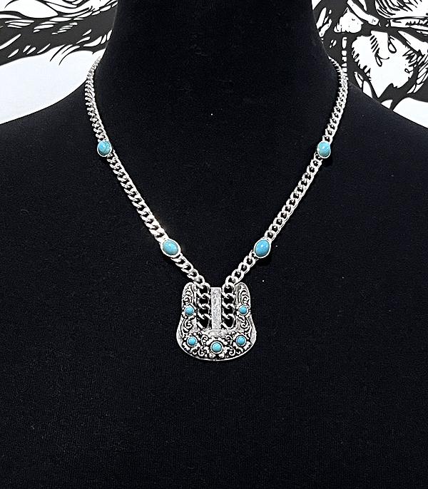 NECKLACES :: TRENDY :: Wholesale Western Buckle Pendant Necklace