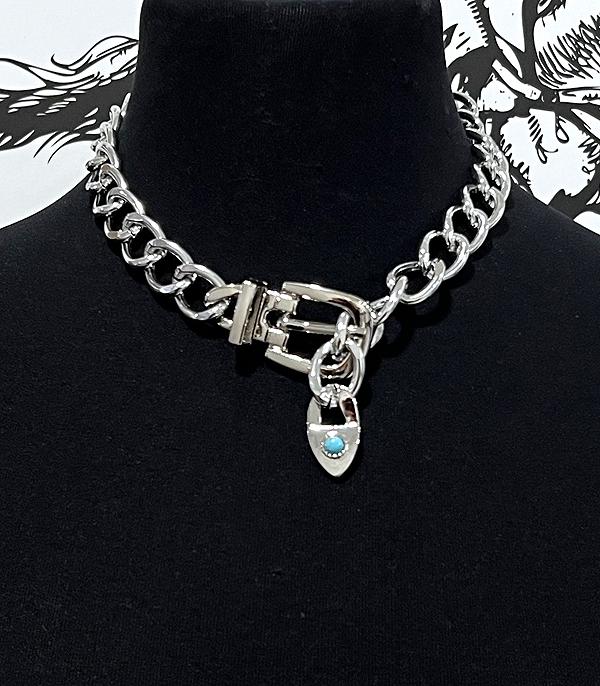 NECKLACES :: TRENDY :: Wholesale Western Buckle Chain Necklace