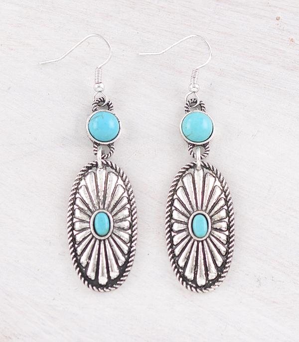 EARRINGS :: WESTERN HOOK EARRINGS :: Wholesale Western Turquoise Concho Earrings