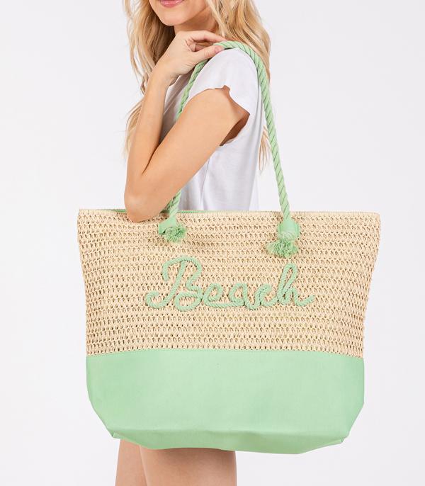 HANDBAGS :: FASHION :: Wholesale Rope Beach Letter Summer Tote Bag
