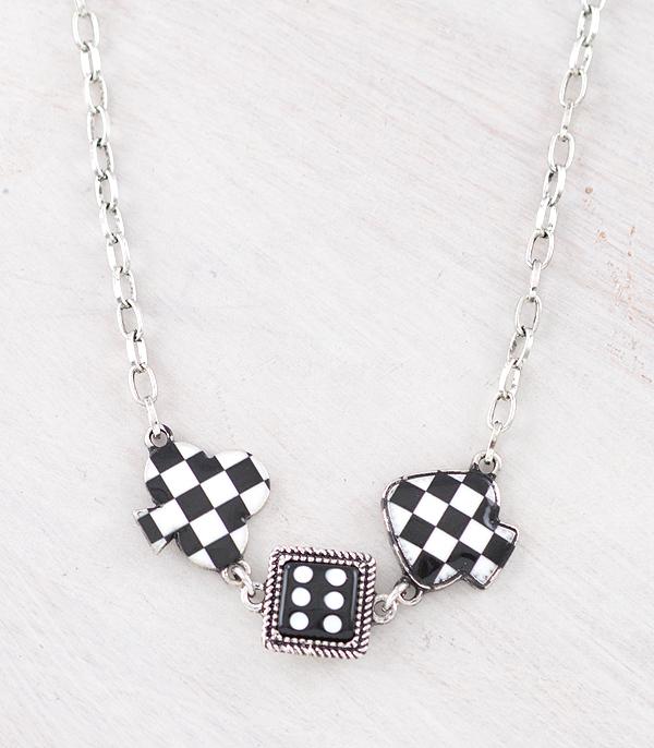 WHAT'S NEW :: Wholesale Western Checkered Ace Dice Necklace