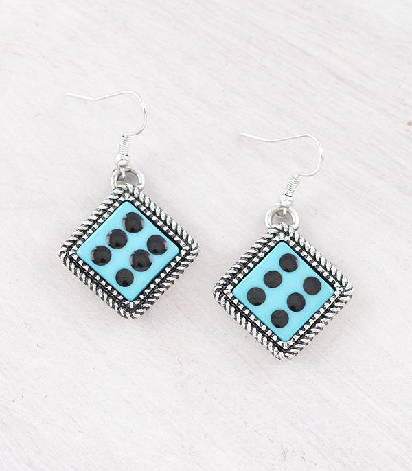 EARRINGS :: WESTERN HOOK EARRINGS :: Wholesale Turquoise Dice Earrings