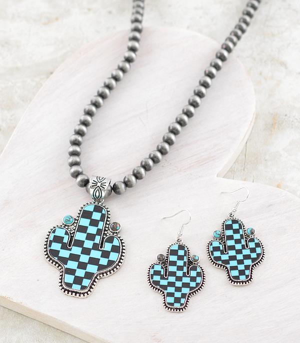 WHAT'S NEW :: Wholesale Western Checkered Cactus Necklace Set