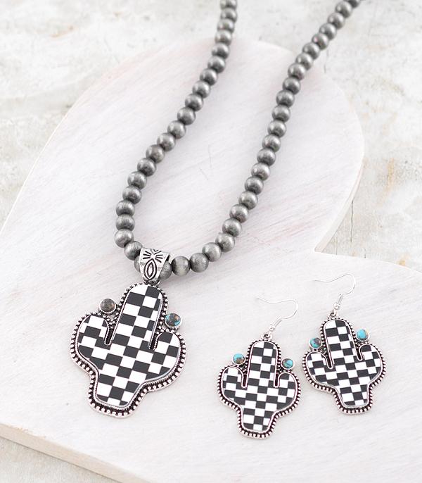 WHAT'S NEW :: Wholesale Western Checkered Cactus Necklace Set