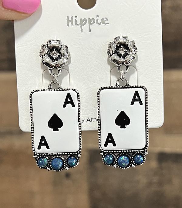 EARRINGS :: WESTERN POST EARRINGS :: Wholesale Western Ace Card Earrings
