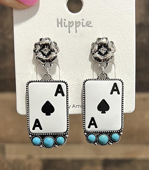 EARRINGS :: WESTERN POST EARRINGS :: Wholesale Western Ace Card Earrings