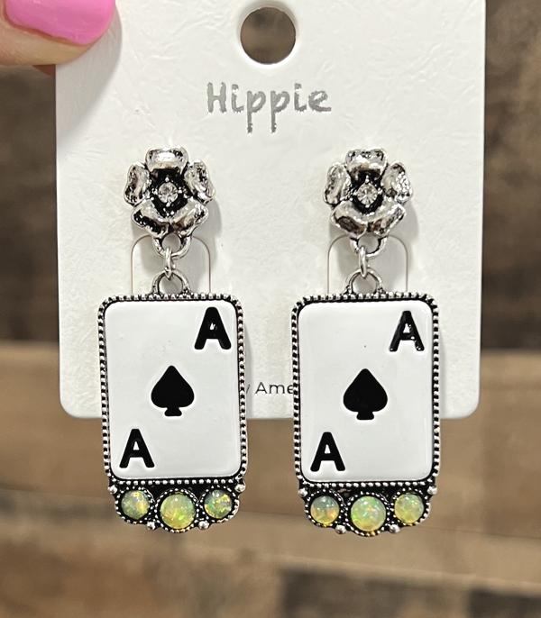 EARRINGS :: WESTERN POST EARRINGS :: Wholesale Western Ace Card Earrings