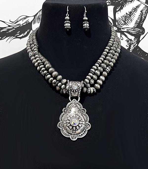 WHAT'S NEW :: Wholesale Teardrop Concho Navajo Pearl Necklace 
