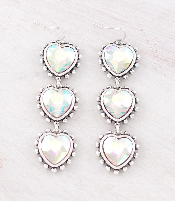WHAT'S NEW :: Wholesale AB Glass Stone Heart Concho Earrings