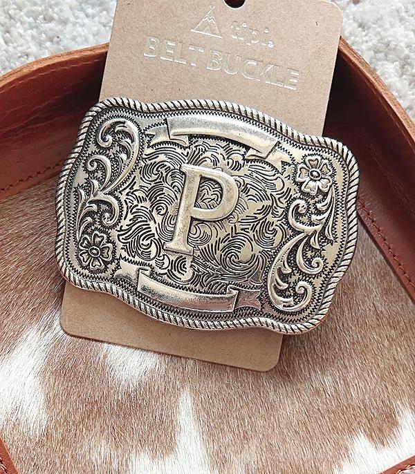 INITIAL JEWELRY :: GIFT ITEM :: Wholesale Western Tooling Initial Belt Buckle