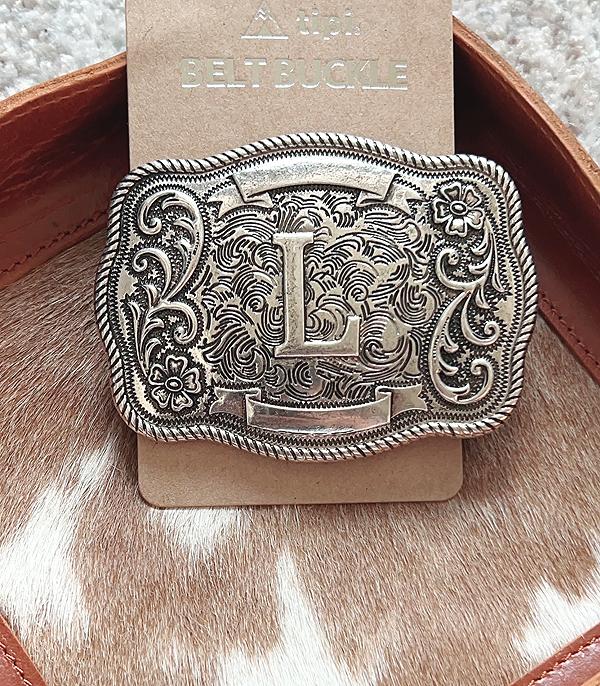 INITIAL JEWELRY :: GIFT ITEM :: Wholesale Western Tooling Initial Belt Buckle