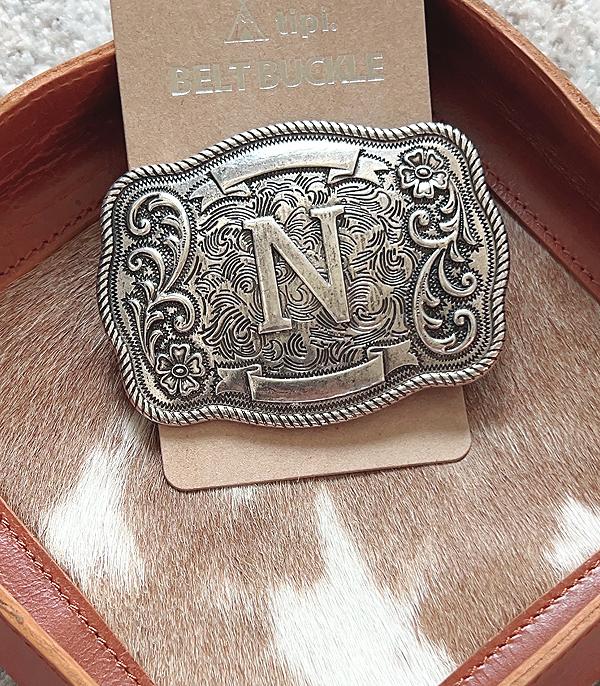 INITIAL JEWELRY :: GIFT ITEM :: Wholesale Western Tooling Initial Belt Buckle
