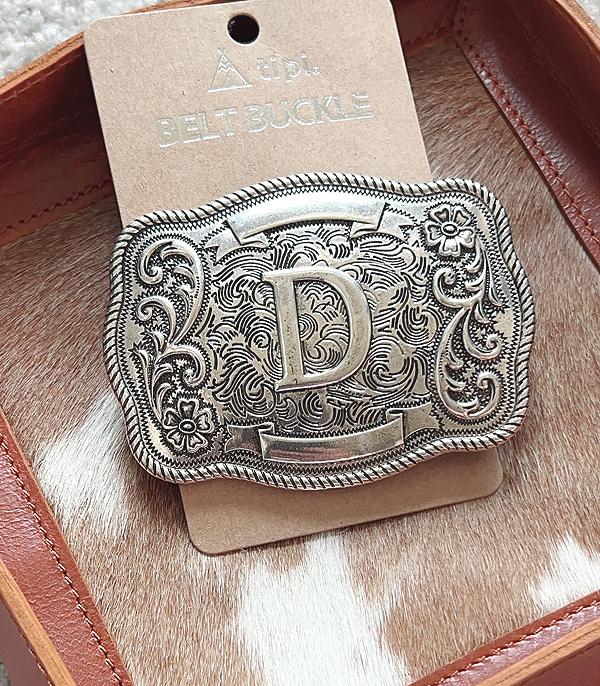 INITIAL JEWELRY :: GIFT ITEM :: Wholesale Western Tooling Initial Belt Buckle