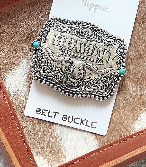 New Arrival :: Wholesale Western Howdy Cow Skull Belt Buckle